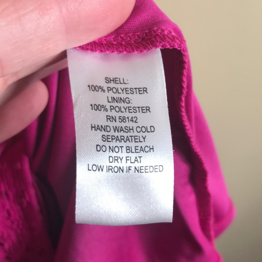 LONDON TIMES Fuchsia Pink Purple Sleeveless Eyelet Elastic Waist Dress 4 EUC - Picture 5 of 5